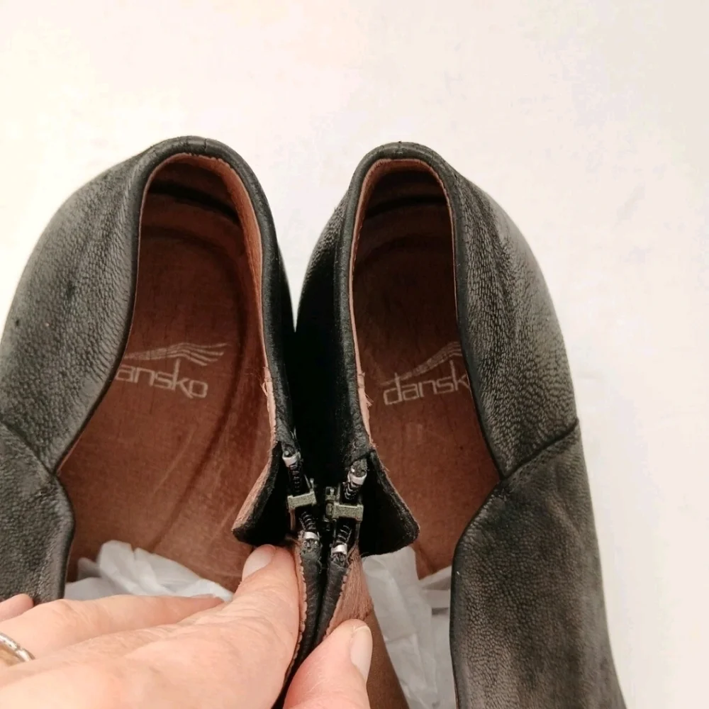 Dansko Raina Black Leather Bootie Ankle Boot